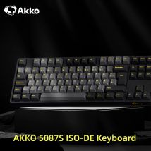 AKKO 5087S Teclado mecánico para jugar con diseño de ISO-DE negro y dorado N-Key Rollover TKL RGB teclados personalizados con cable de intercambio en caliente