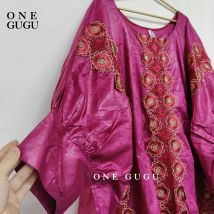 Burgundy African Traditional Brocade Basin Dashiki With Lace Trim Ribbon Wedding Dress Origianl Nigeria Bazin Rich Boubou Robe