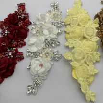 2 stücke neue Design handgemachte 3d Blumen nähen auf Applikation Stickerei Strass Patch für Hochzeits kleid