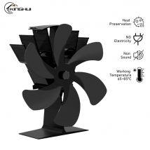 6 Blades Fireplace Fan Heat Powered Stove Fan Log Wood Burner Eco Quiet Fire Wood Heater Home Oven Fan Efficient Heat Distribute