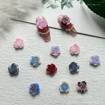 20 stücke 3d kawaii exquisite Kamelie Nail Art Charms Farbverlauf Rose Blume Nagel dekorationen Schmuck DIY Presse auf Nägeln Zubehör