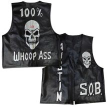 WWE Steve Austin Vest Black Skull 3 16 Texas Rattlesnake WWF SOB WHOOP ASS