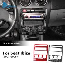Real Soft Carbon Fiber Aufkleber für Seat Ibiza 6l 2003 2004 2005 2006 2007 2008 LHD RHD Auto Zentrale Steuerung AC Panel Zubehör