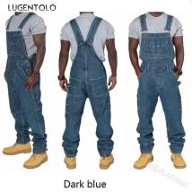 Lugentolo Overalls Jeans Männer große Frühlings mode lose gerade Jeans hose mit mehreren Taschen