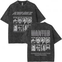 Gewaschenes Vintage-T-Shirt für Männer und Frauen, koreanischer Kpop 2025, ATEEZ World Tour Towards The Light Will To Power, kurzärmelig, coole Streetwear