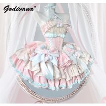 Original Lolita Prinzessin Kleid süße süße Mädchen Damen trägerlose kurze Party Geburtstag schlanke Kuchen Kleider