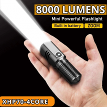 1000000 LM Potente torcia a LED XHP70 Batteria incorporata Colpo lungo Tipo-c Ricaricabile Flash Light Torcia EDC per il campeggio