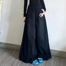 Breite Bein Jeans Frauen Denim Hosen Vintage Gerade Hosen Herbst Frühling Mode Weibliche Schwarz Casual Jeans Breite Bein Hosen