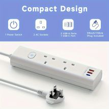 Extension Lead 1.5 M,Fast charging through pd 20w Type-c port, with Main Switch,13A/ 3250W,extension cord power strip