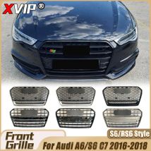 XVIP Chrome S6 Style Front Racing Grilles Glossy Black Honeycomb RS6 Style Bumper Grille Grill For Audi A6 S6 C7 16-18 Facelift