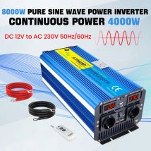 Inwerter sinusoidalny 4000W 8000W, prąd przenośny 12V 24V na AC 120V 230V, konwerter napięcia z pilotem do kampera i łodzi.