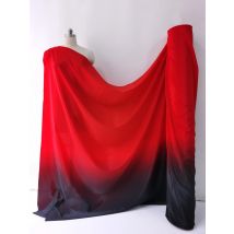 100 cm * 150 cm rot-schwarzes Farbverlaufsmaterial, 2-farbiger, dicker Koshibo-Chiffonstoff