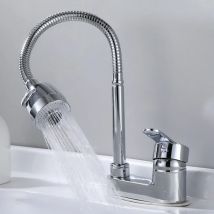 Badezimmer Kalt und Warm Doppel Loch Waschbecken Wasserhahn Messing Becken Doppel Loch Säule Becken Rotierenden Wasserhahn Wc Gesicht Waschen Haar