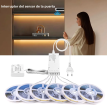 UE 220V Sensor de puerta inteligente interruptor automático COB tira de luz LED 1-10 Uds conjunto de iluminación integrada para gabinete escaparate armario