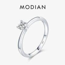 Modian 925 Sterling Silver 10 Cuori Clear CZ Diamante simulato Semplice Fedi nuziali Anello per le donne Dichiarazione Gioielli di fidanzamento