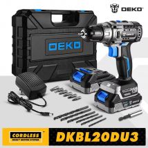 DEKO-Taladro Inalámbrico sin escobillas de 20V, Kit combinado de Mini destornillador eléctrico, herramientas eléctricas de 2 velocidades para carpintería