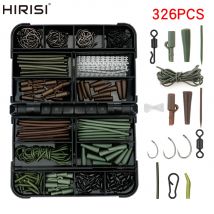 326-teiliges Karpfen-Angelgerät-Set in Box, Angelwirbel, Druckknöpfe, Schnellwechselwirbel, Rig-Sicherheitsblei-Clips, Gummi, Anti-Verwicklungshülse