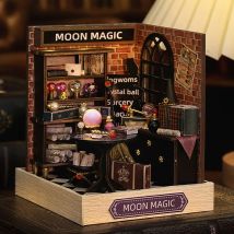Mini Magische Zimmer Puppenhaus Kit DIY Handgemachte Montage Modell Magie Zimmer Schlafzimmer Dekoration Mond Magie Puppenhaus Spielzeug Für Mädchen
