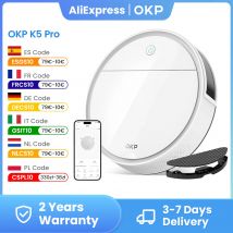 Aspirapolvere robot OKP K5P, 5000 Pa, 180 minuti, WiFi/App, design sottile, ricarica automatica, perfetto per pavimenti duri, peli di animali domestici, tappeti