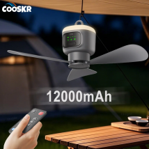 Ventiladores de techo portátiles de 12000mAh, ventilador para acampar al aire libre, tienda de campaña, circulador de aire, ventilador eléctrico recargable, luz LED con Control remoto