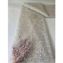 Madison-Latest African Lace Fabric, Luxury French Sequins, Mesh Lace Fabric, High-end Handmade Beaded for Wedding, 2023