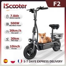 Hulajnoga Elektryczna iScooter F2 500W Składana Hulajnoga Elektryczna 7.8Ah Zasięg 30km Prędkość 30km/h E-Hulajnoga Z Koszykiem Do Codziennego Użytku