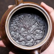 Tetera china Yixing hecha a mano de arcilla púrpura, tetera creativa para el hogar, tetera de tigre dragón tallada a mano, juego de té Zisha, regalos, 220ml