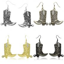 Vintage Edelstahl Haken niedlichen Stiefel Kristall lustige Ohrringe Schmuck für Frauen westlichen wilden Cowgirl Ohr Anhänger Zubehör