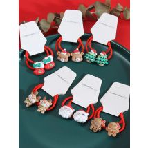 2Pcs Girls Christma Hair Bands Elastic Scrunchie Ponytail Ties Rubber Band Hair Accessories Cartoon Cute Baby Headwear Ring Gift