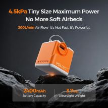 VOLLYC Pompa d'aria elettrica, NANO PUMP 5, Pompa d'aria portatile ultraleggera ricaricabile, adatta per materasso ad aria, sacco sottovuoto, campeggio