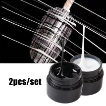2 pz Creativo Ragno Unghie Disegno Gel Nero Bianco Pittura Filo Web Liner Semipermanente UV Vernice di Seta Manicure Smalto Decor