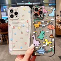 Niedliche Cartoon-Dinosaurier Stoßfeste Hülle für Samsung Galaxy S25 Ultra S26 A56 S24 FE A16 S23 A06 A36 A55 A26 Kartentasche Handyhülle