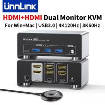 Unnlink 2x2 HDMI HDMI Dual Monitor KVM Switch 4K 120Hz/ 8K 60Hz USB 3.0 HDMI DisplayPort Estendi 2 Schermi Diversi per Mac Win