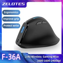 ZELOTES F36A pionowa ręczna mysz bezprzewodowa 2.4G bezprzewodowa ładowalna mysz do laptopa 6-przyciskowa mysz optyczna 3 poziomy mysz DPI