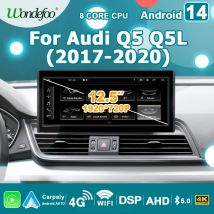 1920*720P Radio de coche inalámbrico Carplay Android 14 estéreo automático pantalla de 12,5 pulgadas para Audi Q5 2017-2020 Bluetooth GPS Multimedia 4G LTE