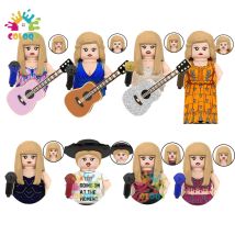 Kinder Spielzeug Film Pop Sänger Bausteine Weibliche Stern Gitarrist Mini Action-figuren Gitarre Spielzeug Für Mädchen Geburtstag Geschenke