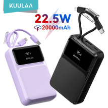KUULAA 22.5W Power Bank 20000mAh Caricatore portatile PD Ricarica rapida con cavo USB Type-C integrato per iPhone 16 15 14 13 Pro Max