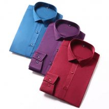 Plus Größe 5XL Herren Business Hemd Basic Langarm Vier Jahreszeiten Glatte Elastische Einfarbig Keine-eisen Formale Hochzeit party Kleidung