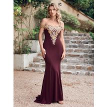 Frauen Meerjungfrau Brautjungfer Kleid Für Hochzeit Party Lange Spitze Applique Off Schulter Abend Prom Formale Kleider Bodenlangen Vestidos