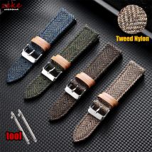 Schnellverschluss-Armband, Vintage-Armband aus echtem Leder, Tweed-Nylonarmband, 18 mm, 20 mm, 22 mm, für Omega für Seiko Smartwatch-Uhrenarmband