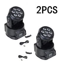 2PCS Mini LED 7x12WRGBW Wash Illuminazione a testa mobile dj discoteca Ball 14 canali