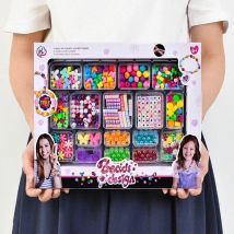 DIY-Perlen-Set für Mädchen, Schmuckherstellungsset für Kinder, Mädchen-Perlen für Armbänder, Ringe, Halsketten, Kreativitäts-Sets, Kunsthandwerk