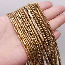 Koraliki dystansowe z naturalnego hematytu w kolorze złota, pozłacane, utrzymujące kolor, do wyrobu biżuterii, bransoletek DIY.