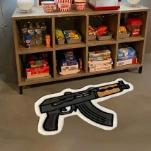 VIKAMA Teppich im kreativen Gewehr-Design, Bodenmatte für Wohnzimmer und Schlafzimmer, dekorativer Teppich für Jungenzimmer, weiche, waschbare Heimtextilien