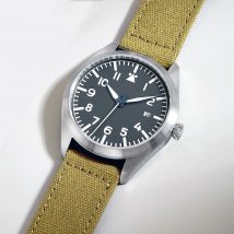 Mechanische Uhren Canvas Flieger Aviator Pilot Armbanduhr Olivgrüner Pfeil WWII Deutsches WW2 Automatikwerk Japan Saphir