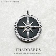 Pendant Black Compass New Jewelry 925 Sterling Silver Accessories Vintage Gift For Men Women
