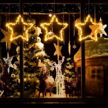 1/3 szt. Świąteczne lampki gwiazdy na okno, zasilane bateriami, dekoracje świąteczne, 8 trybów świecenia, do domu, na zewnątrz, do wnętrz, na werandę