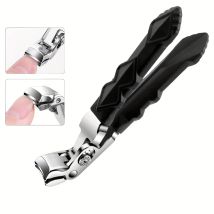 1 Stück professioneller Nagelknipser für Senioren – breiter Backen- und abgewinkelter Kopf, Fingernagel- und Zehennagelschneider aus Edelstahl mit Fänger