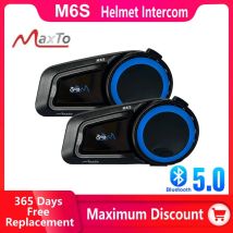 Maxto M6s Zestaw słuchawkowy do kasku motocyklowego Bluetooth Domofonierze IP67 Wodoodporny Obsługuje odległość udostępniania muzyki 1000