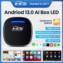 MMB CarPlay AI Box 8 + 128G Qualcomm 6125 8-Core Android 13 Wireless CarPlay Android Auto Adapter mit WiFi 4G SIM TF Kartensteckplatz